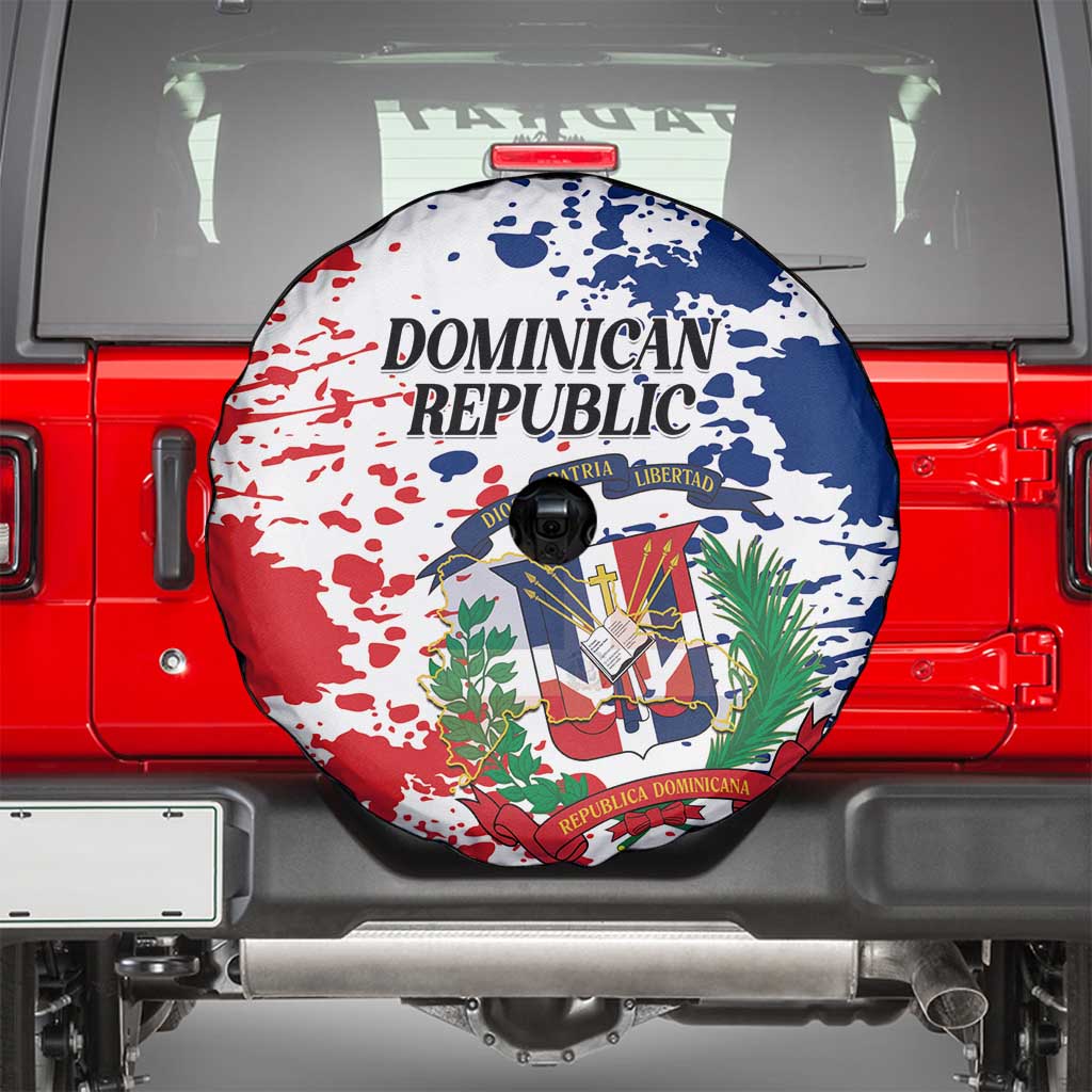 Dominican Republic Restoration Day Spare Tire Cover Coat Of Arms Flag Colors - Wonder Print Shop