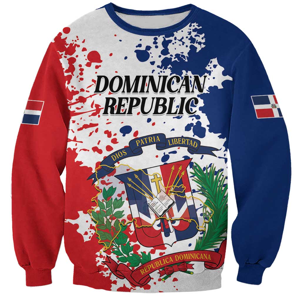 Personalized Dominican Republic Restoration Day Sweatshirt Coat Of Arms Flag Colors - Wonder Print Shop