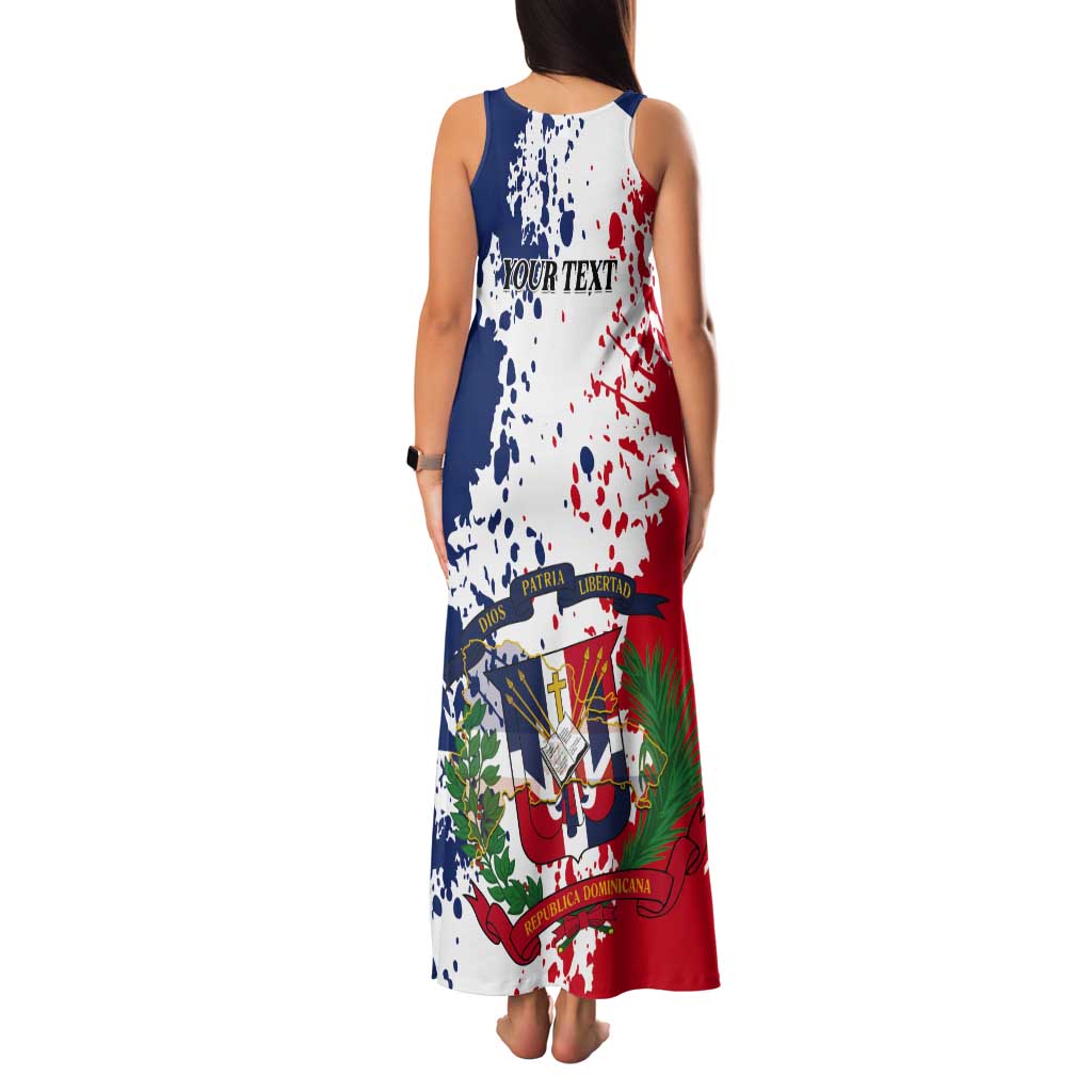 Personalized Dominican Republic Restoration Day Tank Maxi Dress Coat Of Arms Flag Colors - Wonder Print Shop