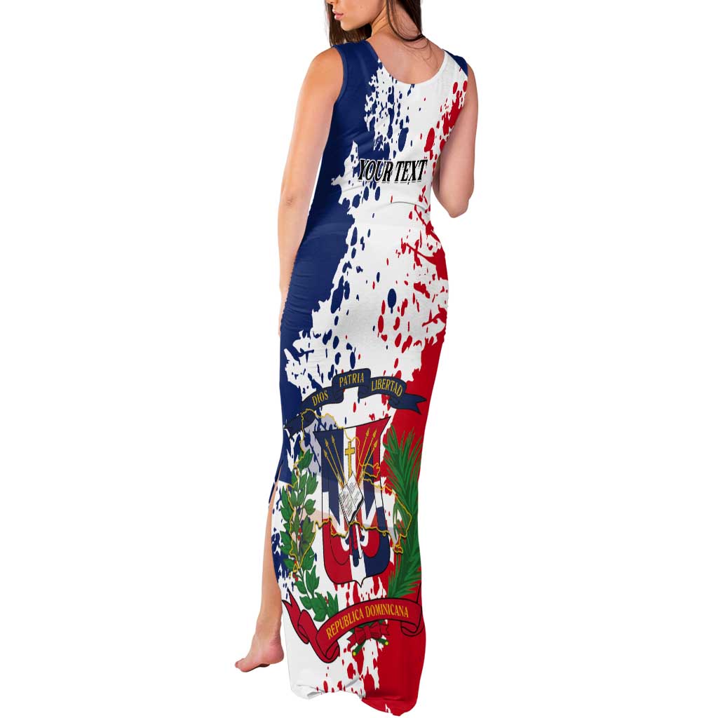 Personalized Dominican Republic Restoration Day Tank Maxi Dress Coat Of Arms Flag Colors - Wonder Print Shop