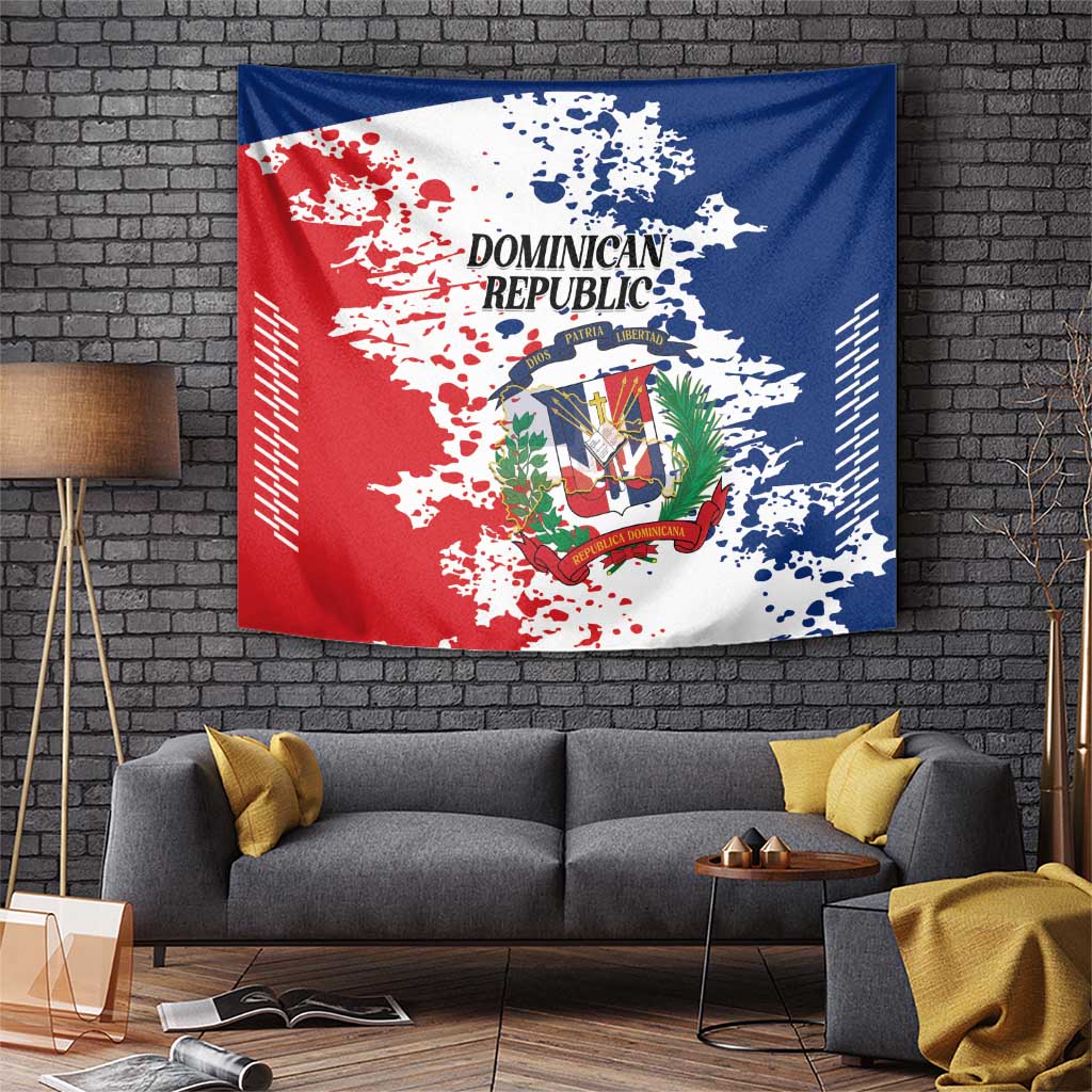Dominican Republic Restoration Day Tapestry Coat Of Arms Flag Colors - Wonder Print Shop
