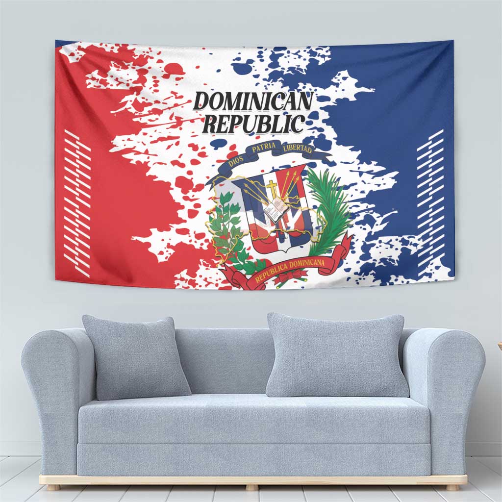 Dominican Republic Restoration Day Tapestry Coat Of Arms Flag Colors - Wonder Print Shop