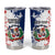 Personalized Dominican Republic Restoration Day Tumbler Cup Coat Of Arms Flag Colors - Wonder Print Shop