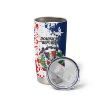 Personalized Dominican Republic Restoration Day Tumbler Cup Coat Of Arms Flag Colors - Wonder Print Shop