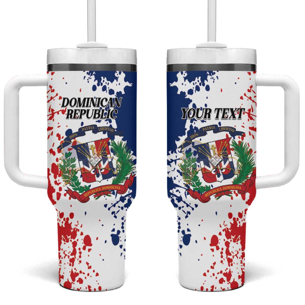 Personalized Dominican Republic Restoration Day Tumbler With Handle Coat Of Arms Flag Colors - Wonder Print Shop