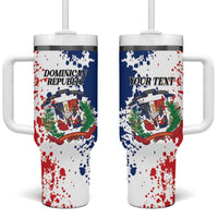 Personalized Dominican Republic Restoration Day Tumbler With Handle Coat Of Arms Flag Colors - Wonder Print Shop