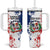 Personalized Dominican Republic Restoration Day Tumbler With Handle Coat Of Arms Flag Colors - Wonder Print Shop