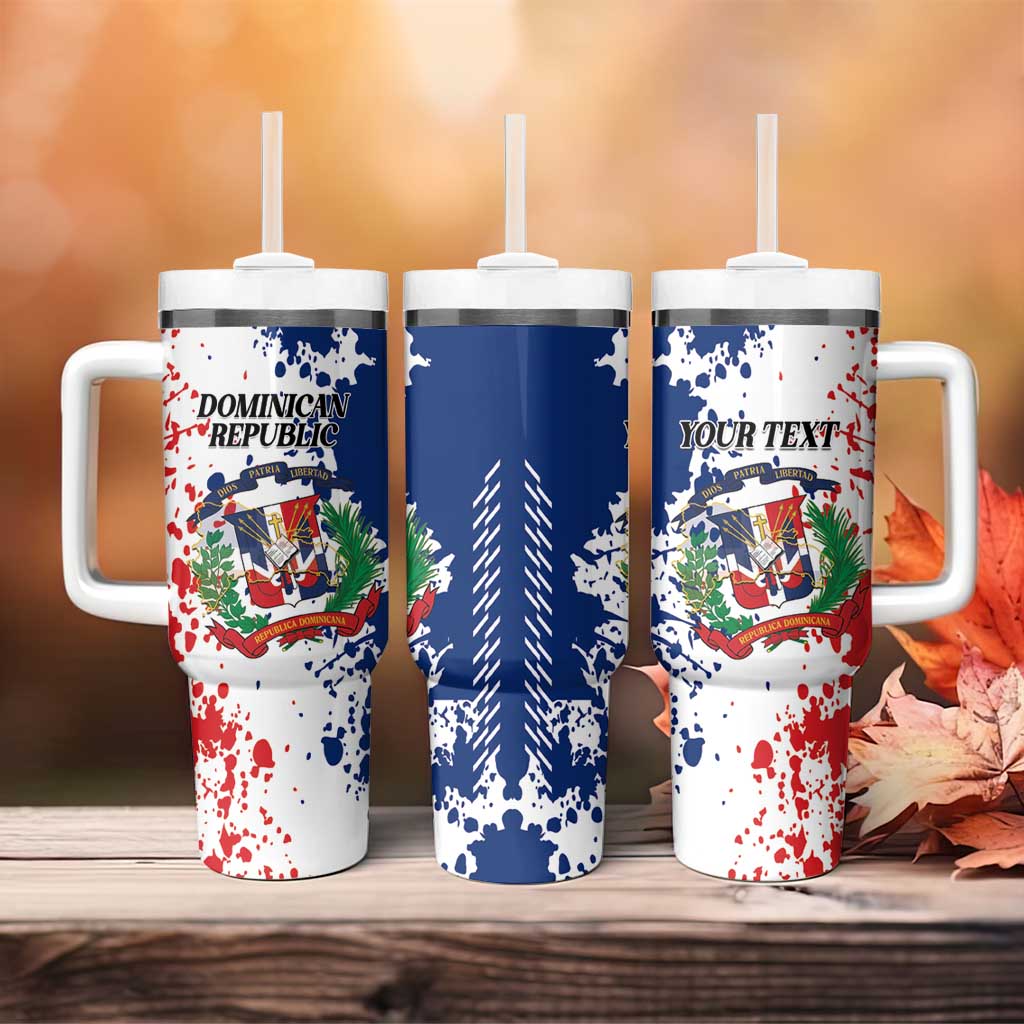 Personalized Dominican Republic Restoration Day Tumbler With Handle Coat Of Arms Flag Colors - Wonder Print Shop