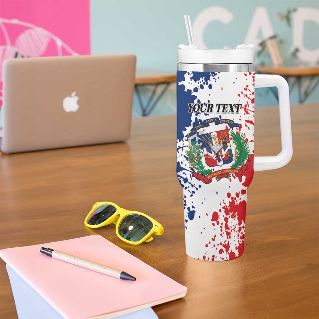 Personalized Dominican Republic Restoration Day Tumbler With Handle Coat Of Arms Flag Colors - Wonder Print Shop