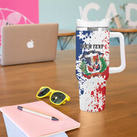 Personalized Dominican Republic Restoration Day Tumbler With Handle Coat Of Arms Flag Colors - Wonder Print Shop