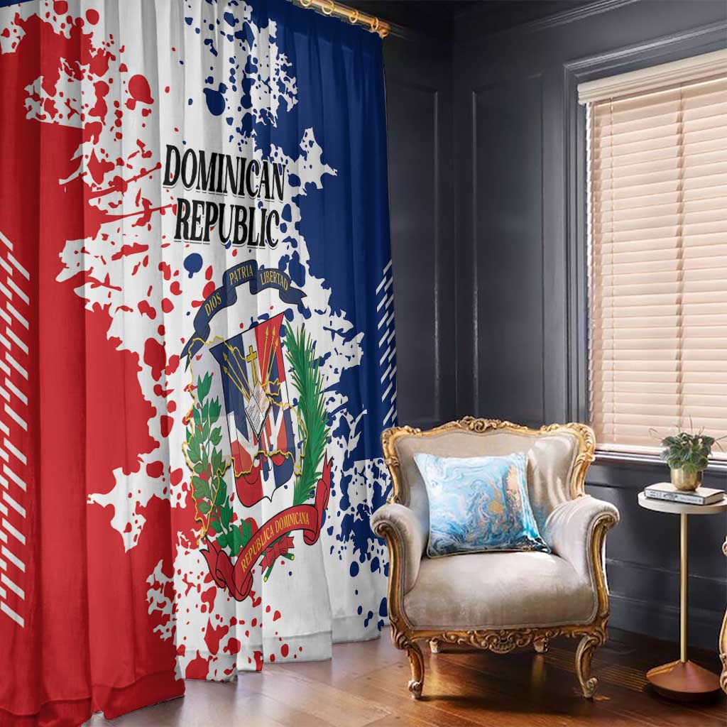 Dominican Republic Restoration Day Window Curtain Coat Of Arms Flag Colors - Wonder Print Shop