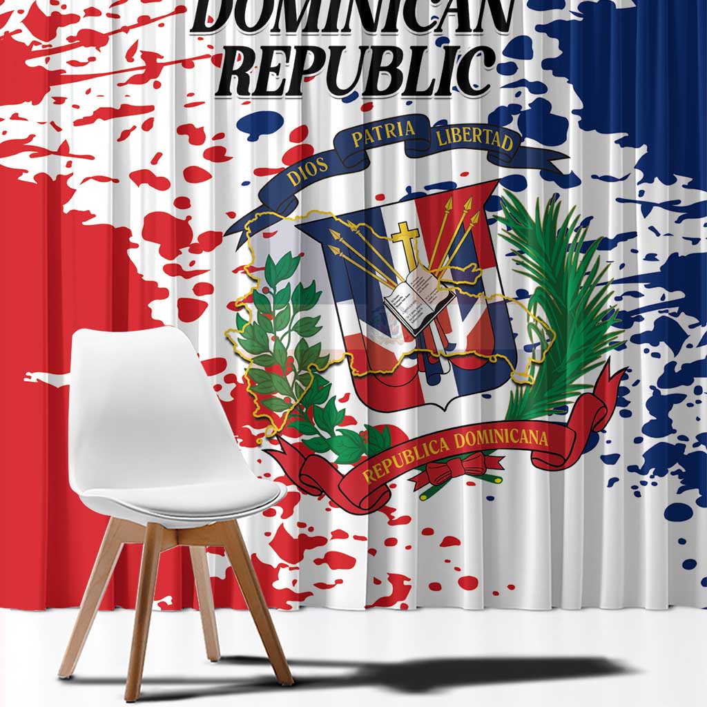 Dominican Republic Restoration Day Window Curtain Coat Of Arms Flag Colors - Wonder Print Shop