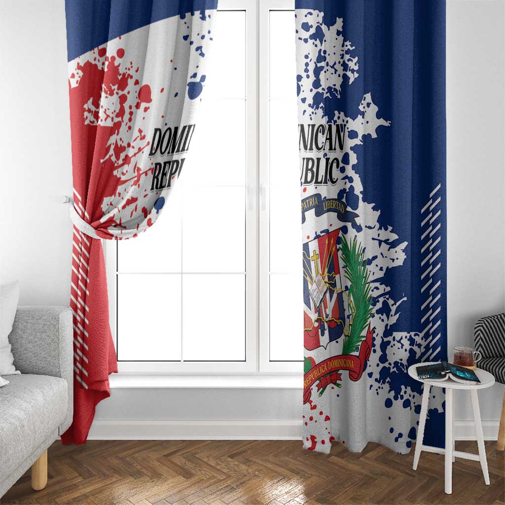 Dominican Republic Restoration Day Window Curtain Coat Of Arms Flag Colors - Wonder Print Shop