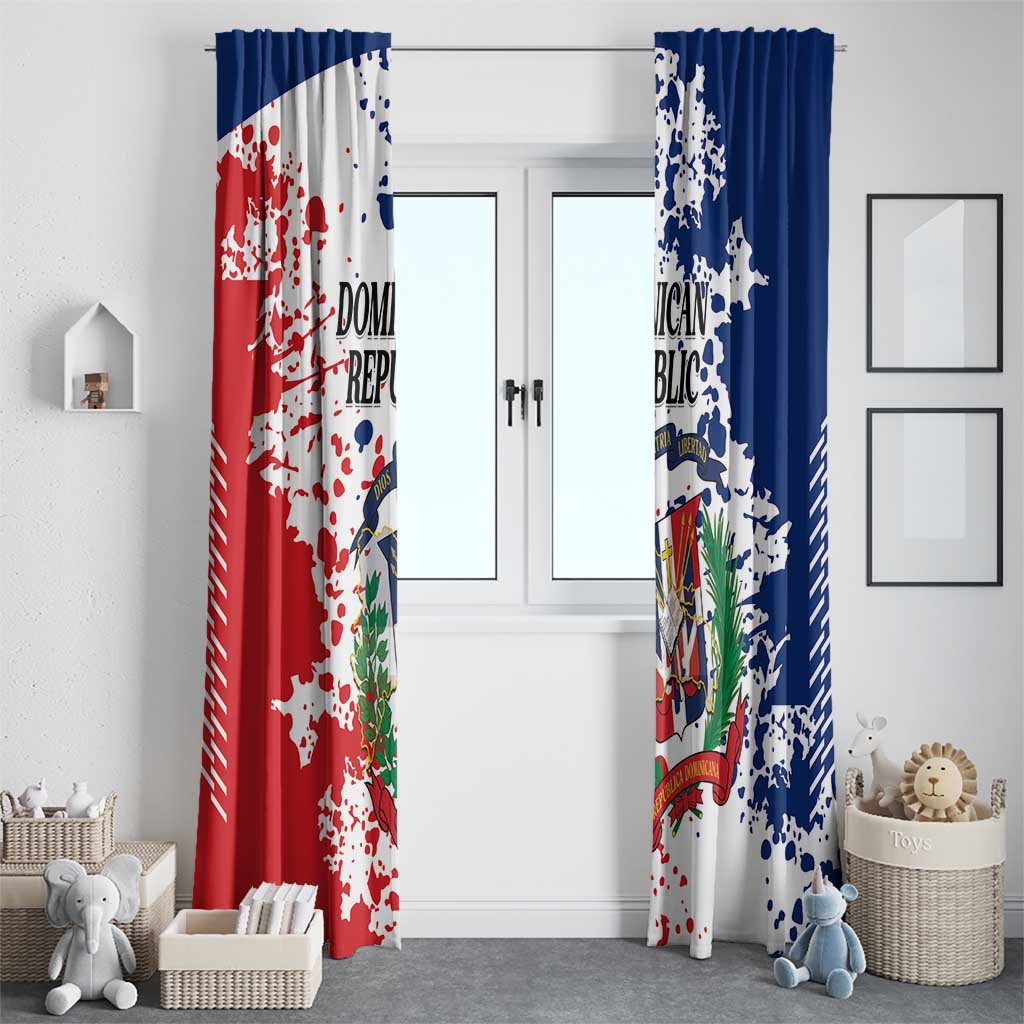 Dominican Republic Restoration Day Window Curtain Coat Of Arms Flag Colors - Wonder Print Shop