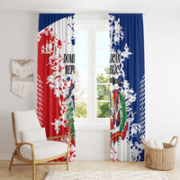 Dominican Republic Restoration Day Window Curtain Coat Of Arms Flag Colors - Wonder Print Shop