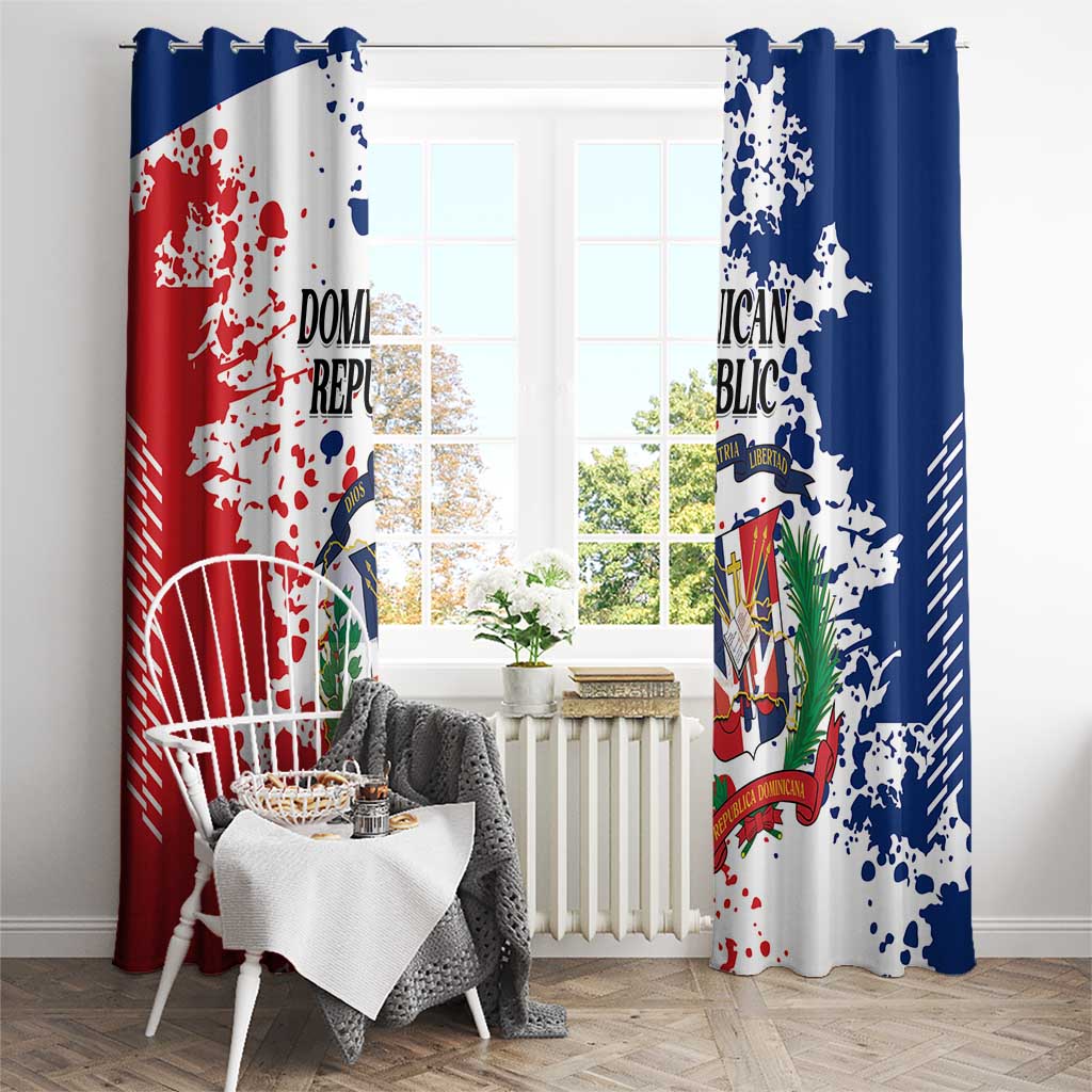 Dominican Republic Restoration Day Window Curtain Coat Of Arms Flag Colors - Wonder Print Shop