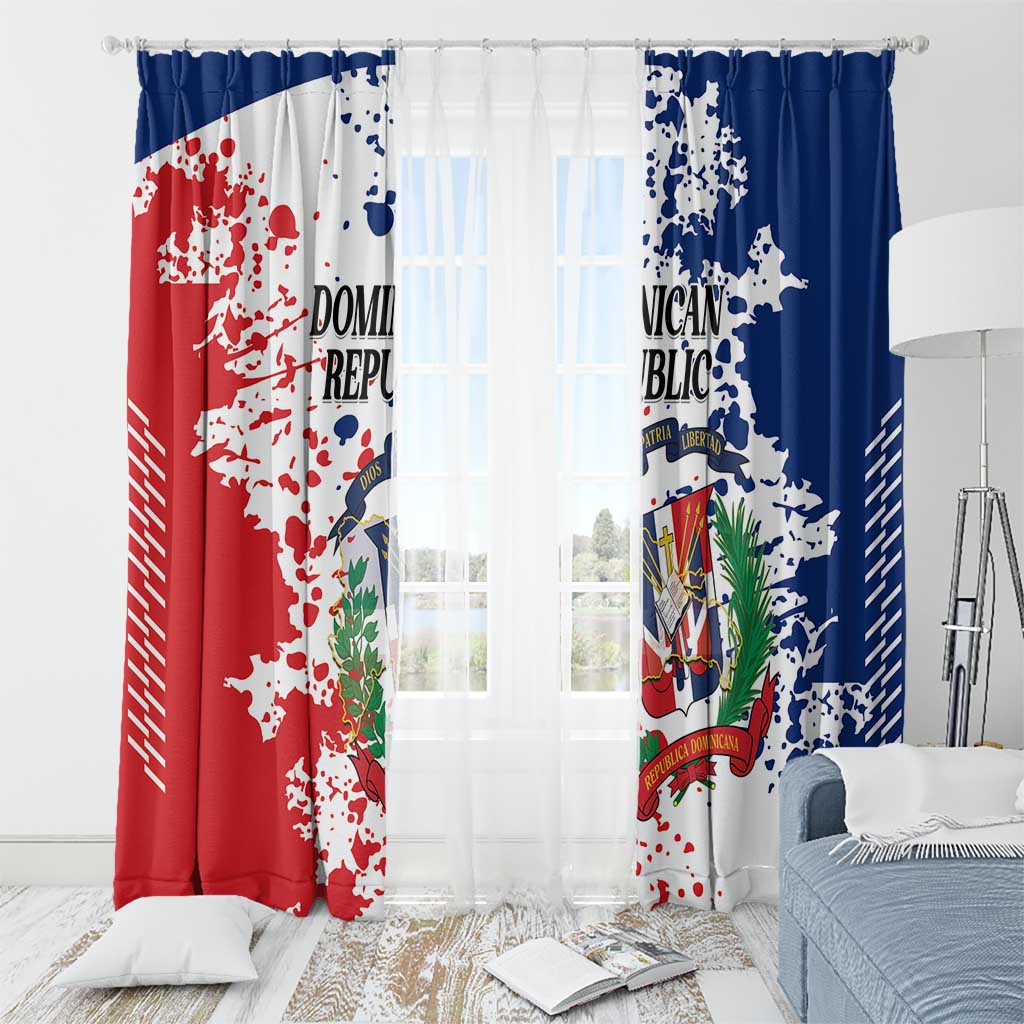 Dominican Republic Restoration Day Window Curtain Coat Of Arms Flag Colors - Wonder Print Shop