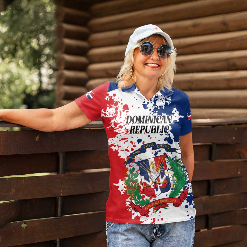 Personalized Dominican Republic Restoration Day Women Polo Shirt Coat Of Arms Flag Colors - Wonder Print Shop