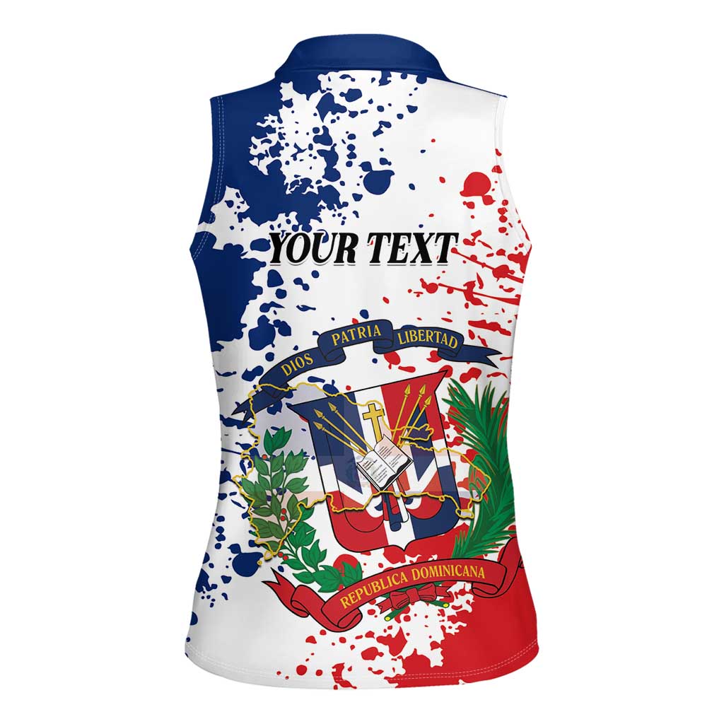 Personalized Dominican Republic Restoration Day Women Sleeveless Polo Shirt Coat Of Arms Flag Colors - Wonder Print Shop