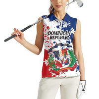 Personalized Dominican Republic Restoration Day Women Sleeveless Polo Shirt Coat Of Arms Flag Colors - Wonder Print Shop