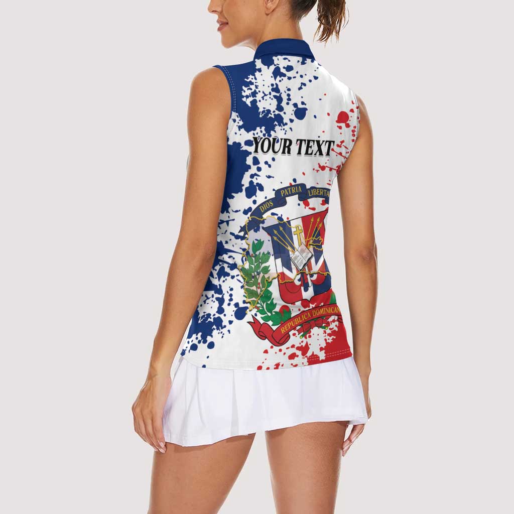 Personalized Dominican Republic Restoration Day Women Sleeveless Polo Shirt Coat Of Arms Flag Colors - Wonder Print Shop