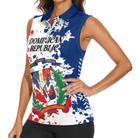 Personalized Dominican Republic Restoration Day Women Sleeveless Polo Shirt Coat Of Arms Flag Colors - Wonder Print Shop
