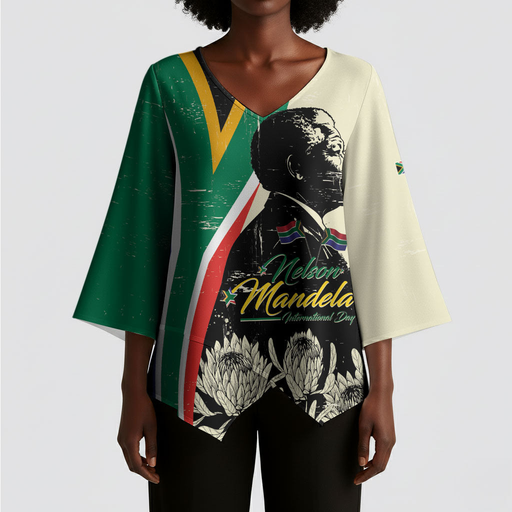 Personalized Nelson Mandela Day Kimono Sleeve Blouse South Africa Vintage Stylized