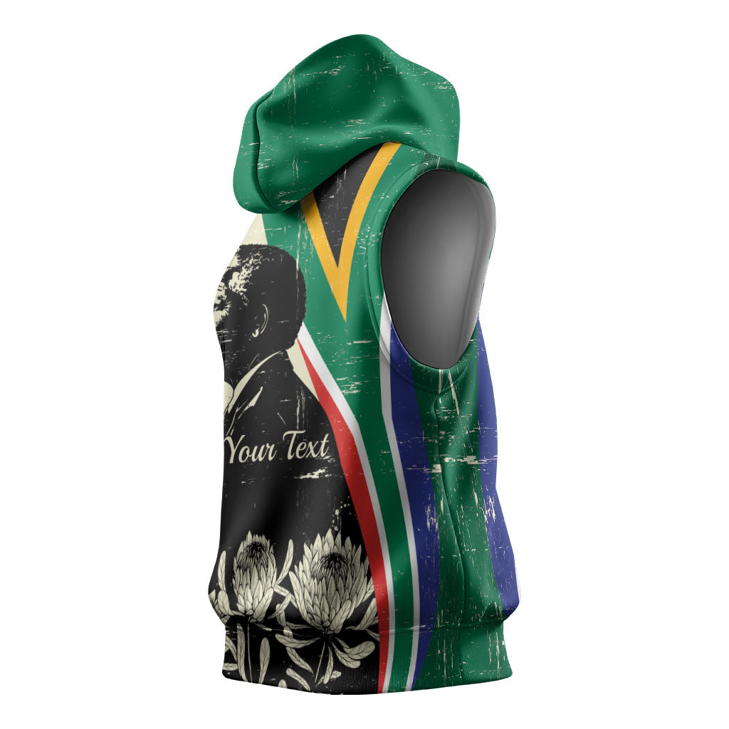 Personalized Nelson Mandela Day Sleeveless Hoodie South Africa Vintage Stylized