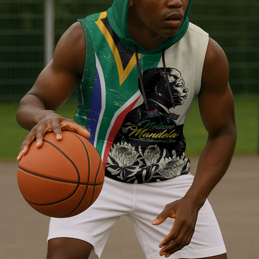 Personalized Nelson Mandela Day Sleeveless Hoodie South Africa Vintage Stylized