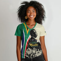 Personalized Nelson Mandela Day Women V-Neck T-Shirt South Africa Vintage Stylized