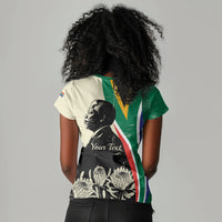 Personalized Nelson Mandela Day Women V-Neck T-Shirt South Africa Vintage Stylized