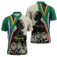 Personalized Nelson Mandela Day Zipper Polo Shirt South Africa Vintage Stylized