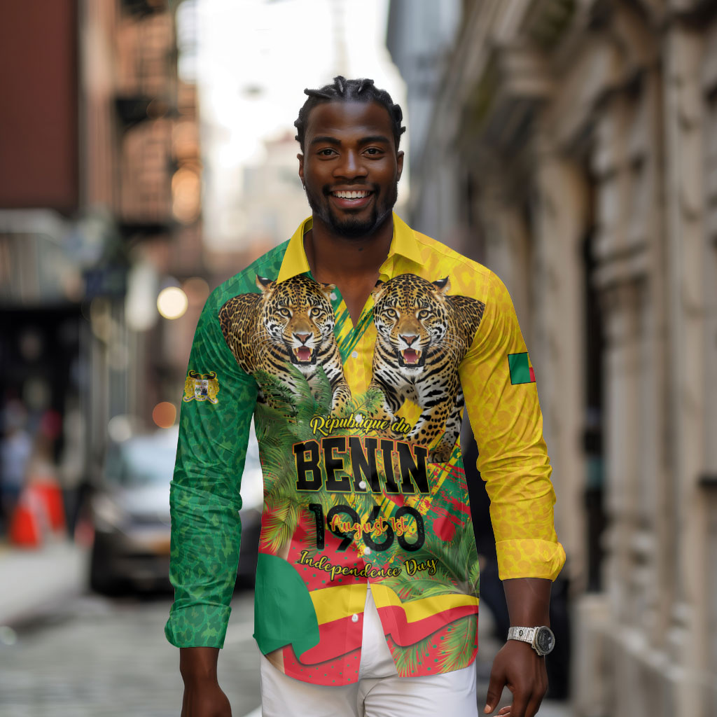 Personalised Benin August 1st 1960 Long Sleeve Button Shirt Happy Independence Day