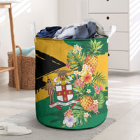 Jamaica Pineapple Laundry Basket Coat of Arms Tropical Flowers