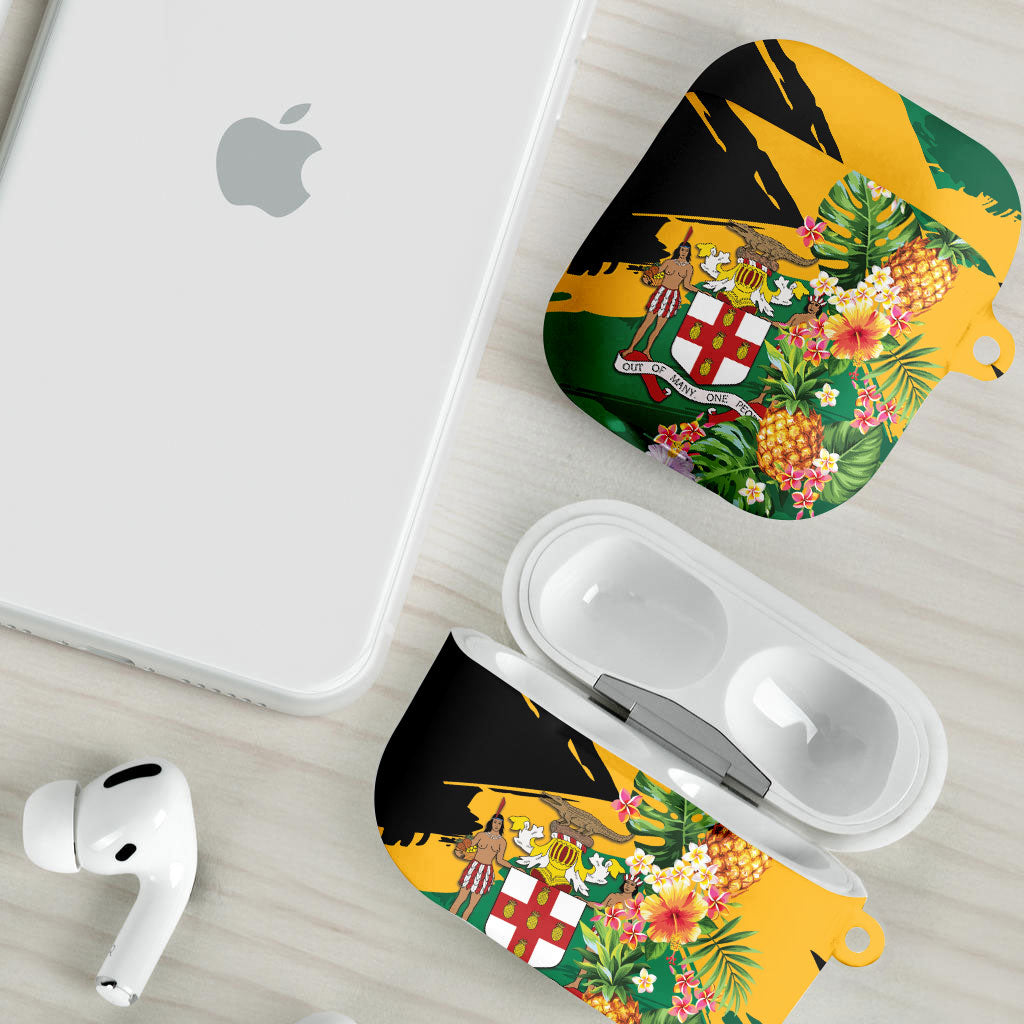 Jamaica Pineapple AirPods Case Coat of Arms Tropical Flowers