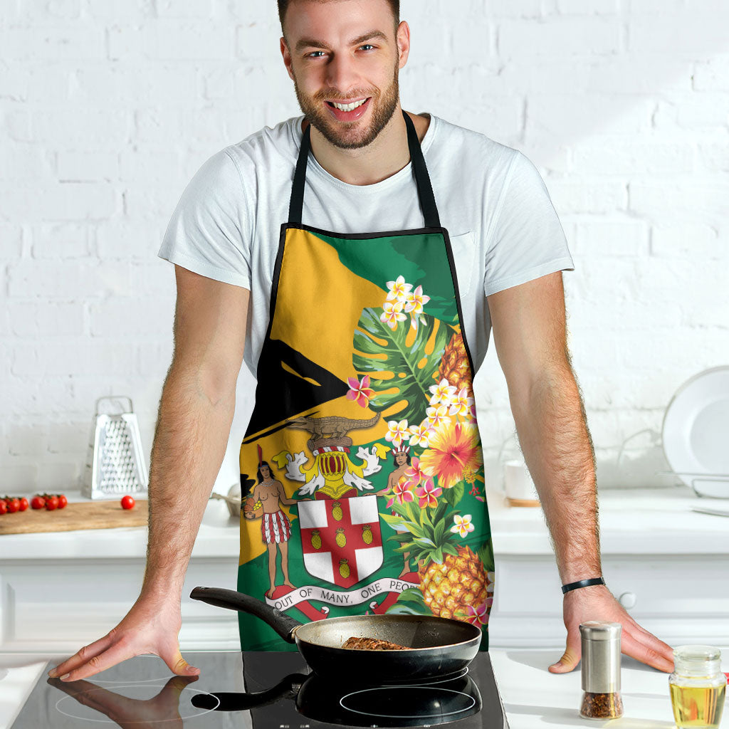 Jamaica Pineapple Apron Coat of Arms Tropical Flowers