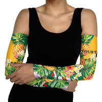 Personalized Jamaica Pineapple Arm Sleeves Coat of Arms Tropical Flowers