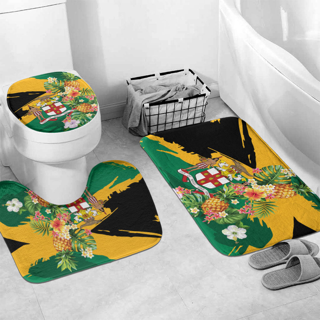 Jamaica Pineapple Bathroom Set Coat of Arms Tropical Flowers