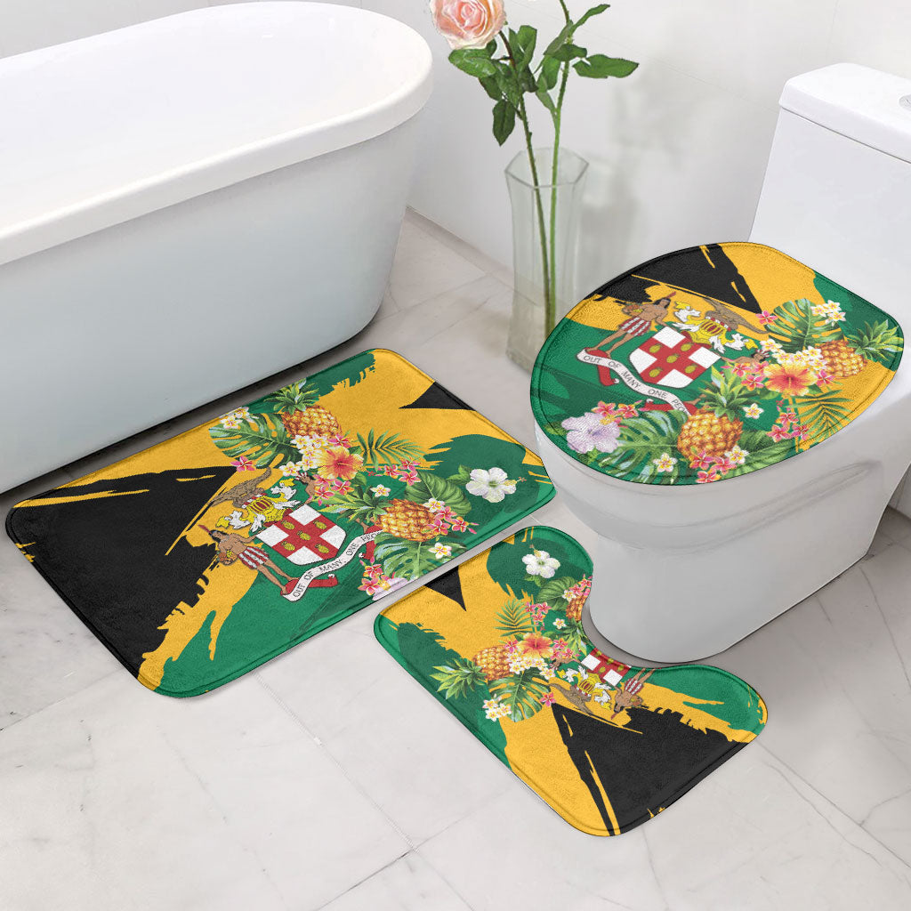 Jamaica Pineapple Bathroom Set Coat of Arms Tropical Flowers