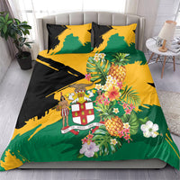 Jamaica Pineapple Bedding Set Coat of Arms Tropical Flowers
