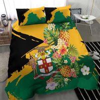 Jamaica Pineapple Bedding Set Coat of Arms Tropical Flowers