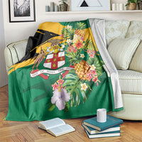 Jamaica Pineapple Blanket Coat of Arms Tropical Flowers