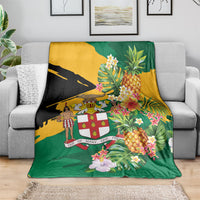 Jamaica Pineapple Blanket Coat of Arms Tropical Flowers