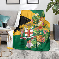 Jamaica Pineapple Blanket Coat of Arms Tropical Flowers