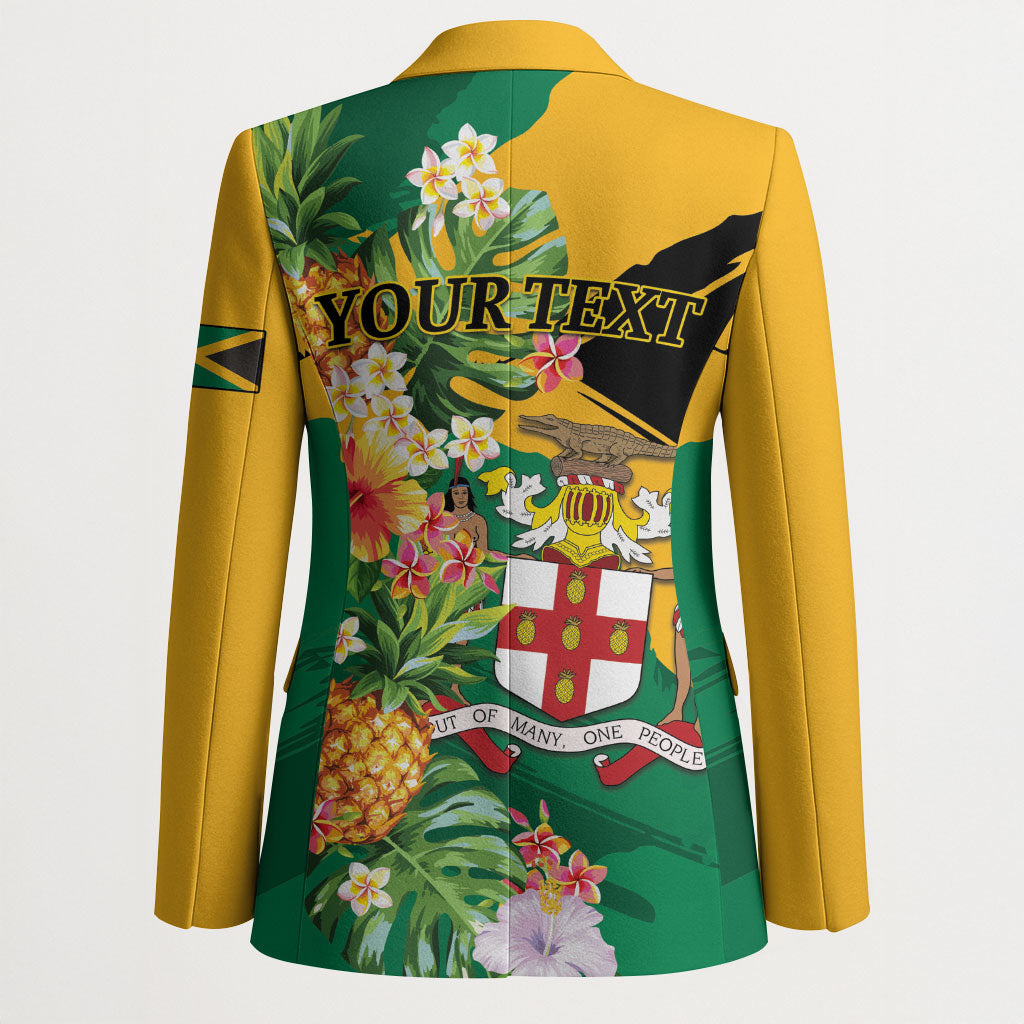 Personalized Jamaica Pineapple Blazer Coat of Arms Tropical Flowers