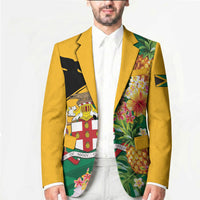Personalized Jamaica Pineapple Blazer Coat of Arms Tropical Flowers
