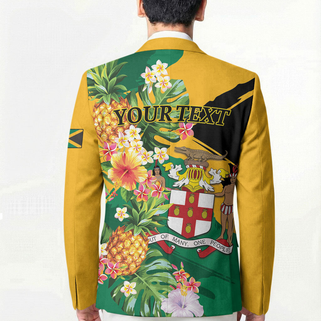Personalized Jamaica Pineapple Blazer Coat of Arms Tropical Flowers