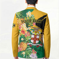 Personalized Jamaica Pineapple Blazer Coat of Arms Tropical Flowers