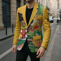 Personalized Jamaica Pineapple Blazer Coat of Arms Tropical Flowers