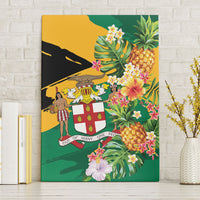 Jamaica Pineapple Canvas Wall Art Coat of Arms Tropical Flowers